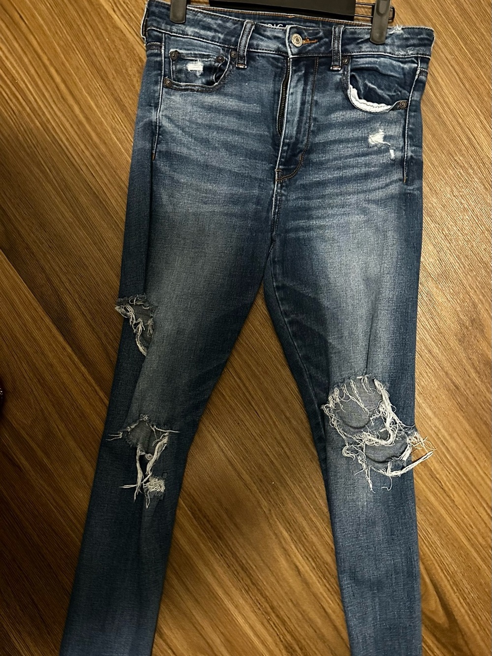 American Eagle Outfitters Men's Distressed Skinny Jeans - Dark Blue